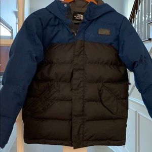 Boys Northface black and denim coat size 14 16